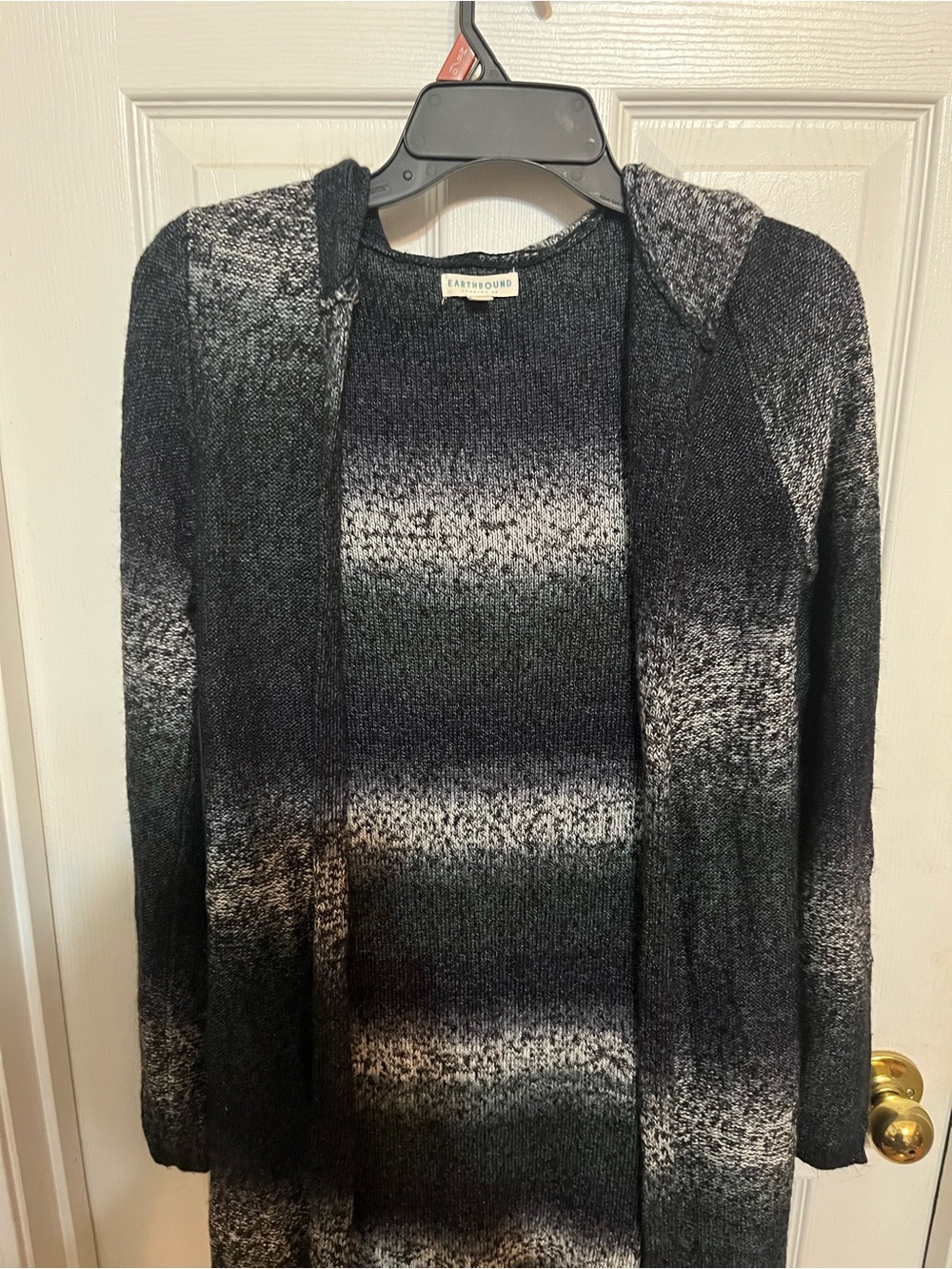 EARTHBOUND Black & Gray Hooded Open-Front Cardigan